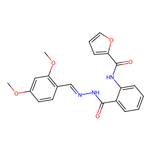 N-[2-[[(E)-(2,4-dimethoxybenzylidene)amino]carbamoyl]phenyl]-2-furamide structure