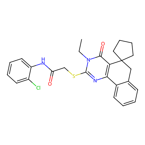 N-(2-chlorophenyl)-2-((3-ethyl-4-oxo-4,6-dihydro-3H-spiro[benzo[h]quinazoline-5,1'-cyclopentan]-2-yl)thio)acetamide structure