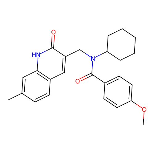 N-cyclohexyl-4-methoxy-N-[(7-methyl-2-oxo-1H-quinolin-3-yl)methyl]benzamide structure