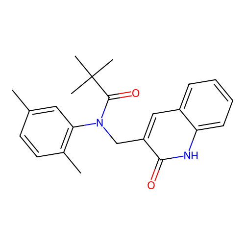 N-(2,5-dimethylphenyl)-N-((2-hydroxyquinolin-3-yl)methyl)pivalamide structure