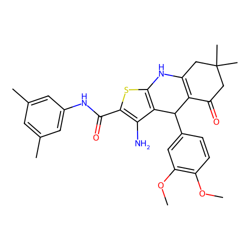 3-amino-4-(3,4-dimethoxyphenyl)-N-(3,5-dimethylphenyl)-5-hydroxy-7,7-dimethyl-4,6,7,8-tetrahydrothieno[2,3-b]quinoline-2-carboxamide structure