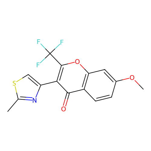7-Methoxy-3-(2-methyl-1,3-thiazol-4-yl)-2-(trifluoromethyl)-4H-chromen-4-one structure