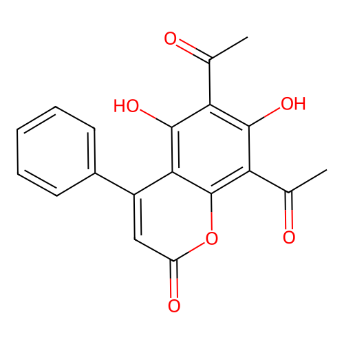 6,8-Diacetyl-5,7-dihydroxy-4-phenylchromen-2-one structure