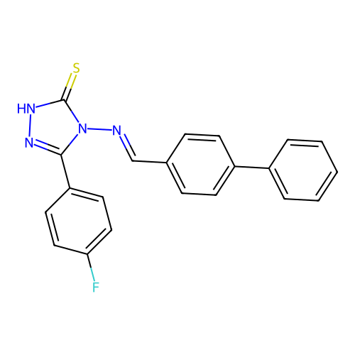 4-(((1,1'-Biphenyl)-4-ylmethylene)amino)-5-(4-F-PH)-4H-1,2,4-triazole-3-thiol structure