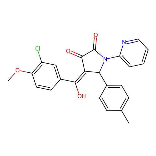 (4E)-4-[(3-chloro-4-methoxyphenyl)-hydroxymethylidene]-5-(4-methylphenyl)-1-pyridin-2-ylpyrrolidine-2,3-dione structure