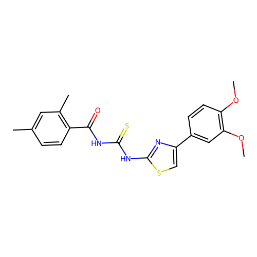 N-{[4-(3,4-dimethoxyphenyl)-1,3-thiazol-2-yl]carbamothioyl}-2,4-dimethylbenzamide structure
