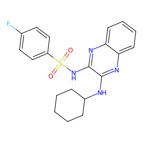 N-[3-(cyclohexylamino)quinoxalin-2-yl]-4-fluorobenzenesulfonamide structure