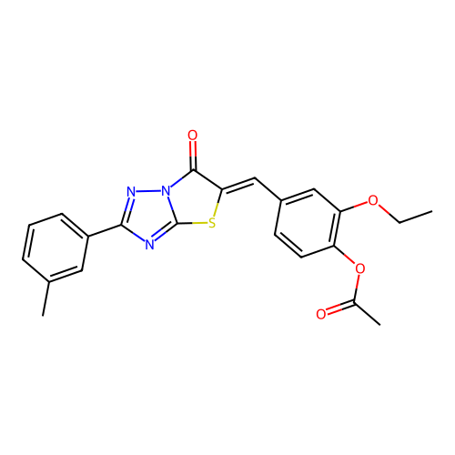 (Z)-2-ethoxy-4-((6-oxo-2-(m-tolyl)thiazolo[3,2-b][1,2,4]triazol-5(6H)-ylidene)methyl)phenyl acetate structure