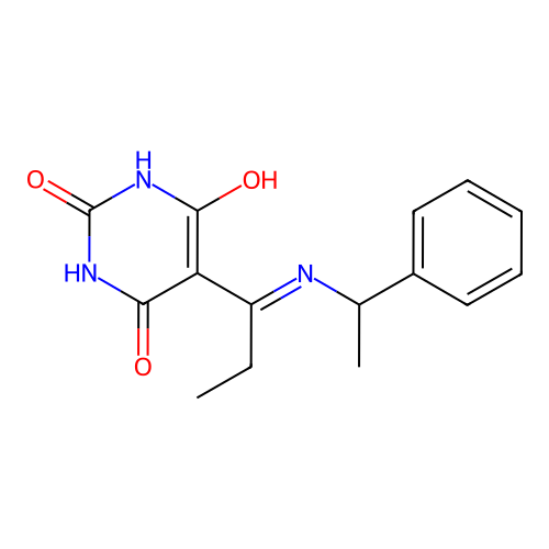 5-[1-(1-Phenyl-ethylamino)-propylidene]-pyrimidine-2,4,6-trione structure