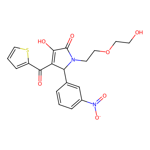 (4E)-1-[2-(2-hydroxyethoxy)ethyl]-4-[hydroxy(thiophen-2-yl)methylidene]-5-(3-nitrophenyl)pyrrolidine-2,3-dione structure