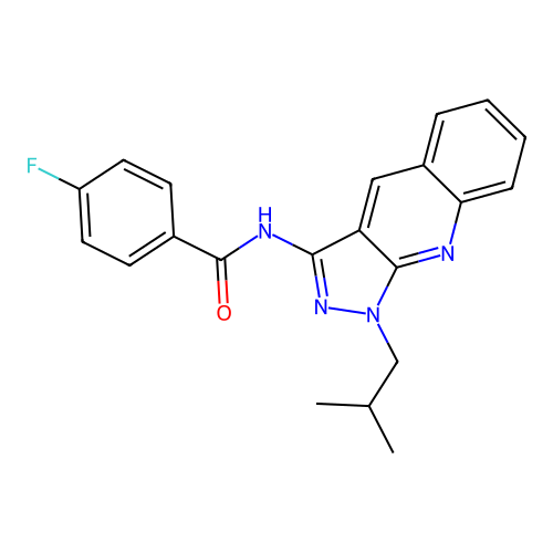 4-fluoro-N-[1-(2-methylpropyl)pyrazolo[3,4-b]quinolin-3-yl]benzamide structure