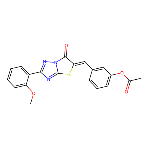 (Z)-3-((2-(2-methoxyphenyl)-6-oxothiazolo[3,2-b][1,2,4]triazol-5(6H)-ylidene)methyl)phenyl acetate structure