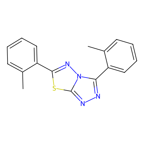 3,6-Bis(2-methylphenyl)[1,2,4]triazolo[3,4-b][1,3,4]thiadiazole structure