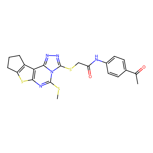 N-(4-acetylphenyl)-2-((5-(methylthio)-9,10-dihydro-8H-cyclopenta[4,5]thieno[3,2-e][1,2,4]triazolo[4,3-c]pyrimidin-3-yl)thio)acetamide structure