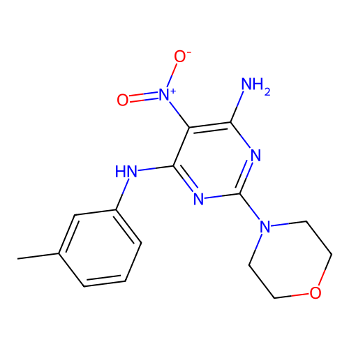 (6-Amino-2-morpholin-4-yl-5-nitropyrimidin-4-yl)(3-methylphenyl)amine structure