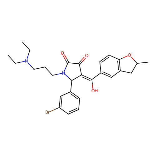 (4E)-5-(3-bromophenyl)-1-[3-(diethylamino)propyl]-4-[hydroxy-(2-methyl-2,3-dihydro-1-benzofuran-5-yl)methylidene]pyrrolidine-2,3-dione structure