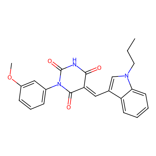(5E)-1-(3-methoxyphenyl)-5-[(1-propylindol-3-yl)methylidene]-1,3-diazinane-2,4,6-trione structure