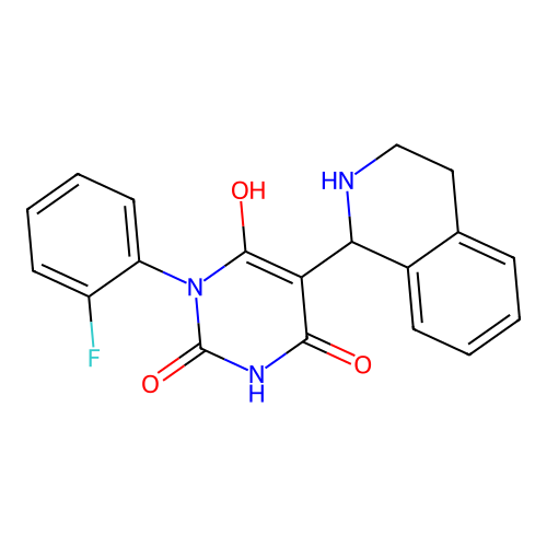 1-(2-fluorophenyl)-6-hydroxy-5-(1,2,3,4-tetrahydroisoquinolin-1-yl)pyrimidine-2,4-dione structure