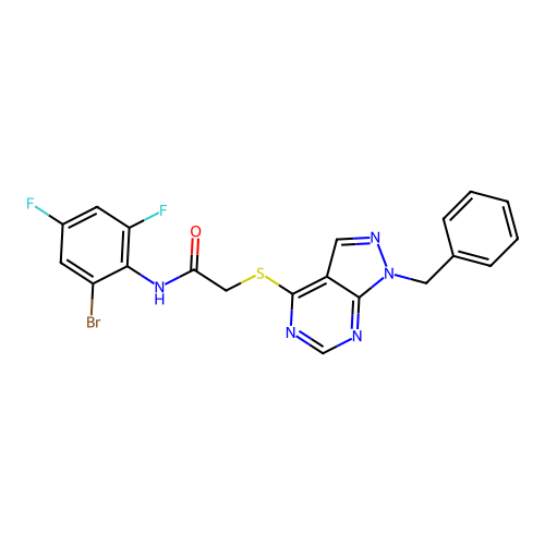 C20H14BrF2N5OS structure
