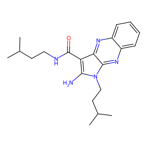2-amino-N,1-bis(3-methylbutyl)-1H-pyrrolo[2,3-b]quinoxaline-3-carboxamide structure