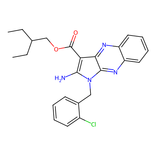 2-ethylbutyl 2-amino-1-(2-chlorobenzyl)-1H-pyrrolo[2,3-b]quinoxaline-3-carboxylate structure