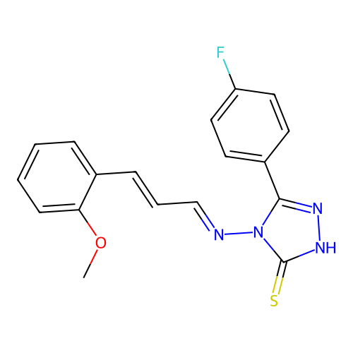 3-(4-fluorophenyl)-4-[(E)-[(E)-3-(2-methoxyphenyl)prop-2-enylidene]amino]-1H-1,2,4-triazole-5-thione structure