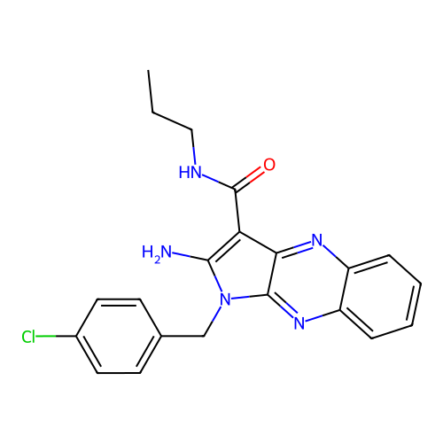 2-amino-1-(4-chlorobenzyl)-N-propyl-1H-pyrrolo[2,3-b]quinoxaline-3-carboxamide structure