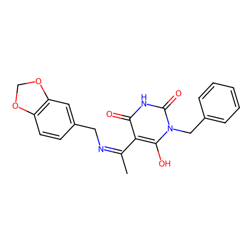 5-[1-(1,3-benzodioxol-5-ylmethylamino)ethylidene]-1-benzyl-1,3-diazinane-2,4,6-trione structure