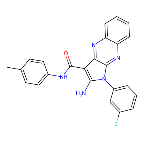 2-amino-1-(3-fluorophenyl)-N-(4-methylphenyl)-1H-pyrrolo[2,3-b]quinoxaline-3-carboxamide structure
