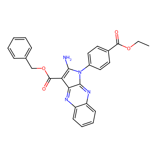 benzyl 2-amino-1-(4-(ethoxycarbonyl)phenyl)-1H-pyrrolo[2,3-b]quinoxaline-3-carboxylate structure