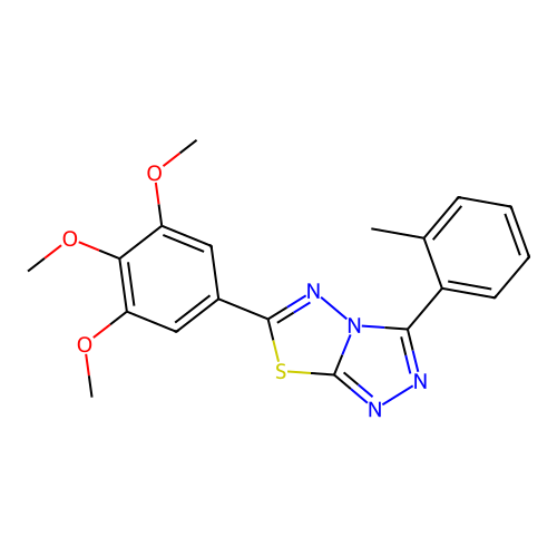 3-(2-methylphenyl)-6-(3,4,5-trimethoxyphenyl)-[1,2,4]triazolo[3,4-b][1,3,4]thiadiazole structure