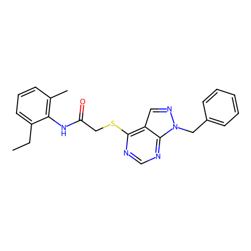 2-((1-benzyl-1H-pyrazolo[3,4-d]pyrimidin-4-yl)thio)-N-(2-ethyl-6-methylphenyl)acetamide structure