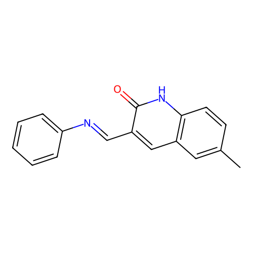 (E)-6-methyl-3-((phenylimino)methyl)quinolin-2-ol structure