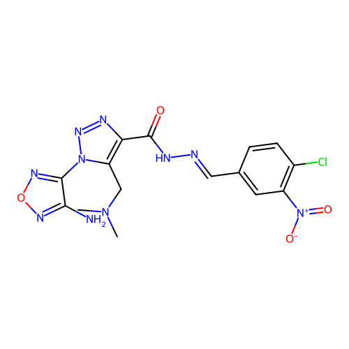 (E)-1-(4-amino-1,2,5-oxadiazol-3-yl)-N'-(4-chloro-3-nitrobenzylidene)-5-((dimethylamino)methyl)-1H-1,2,3-triazole-4-carbohydrazide structure