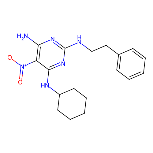 {6-Amino-5-nitro-2-[(2-phenylethyl)amino]pyrimidin-4-yl}cyclohexylamine structure