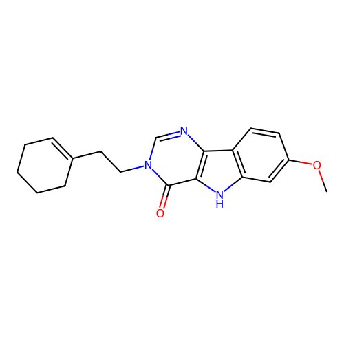 3-(2-Cyclohex-1-enyl-ethyl)-7-methoxy-3,5-dihydro-pyrimido[5,4-b]indol-4-one structure