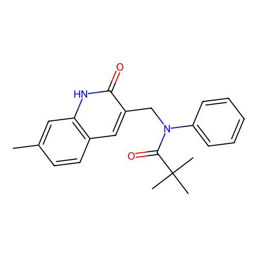 2,2-dimethyl-N-[(7-methyl-2-oxo-1H-quinolin-3-yl)methyl]-N-phenylpropanamide structure
