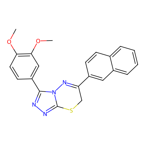 3-(3,4-dimethoxyphenyl)-6-(naphthalen-2-yl)-7H-[1,2,4]triazolo[3,4-b][1,3,4]thiadiazine structure