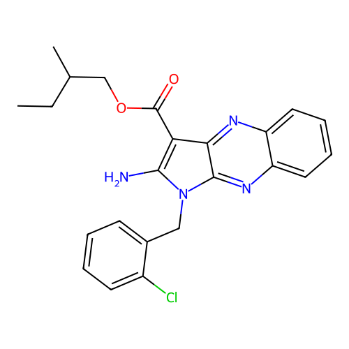 2-methylbutyl 2-amino-1-(2-chlorobenzyl)-1H-pyrrolo[2,3-b]quinoxaline-3-carboxylate structure