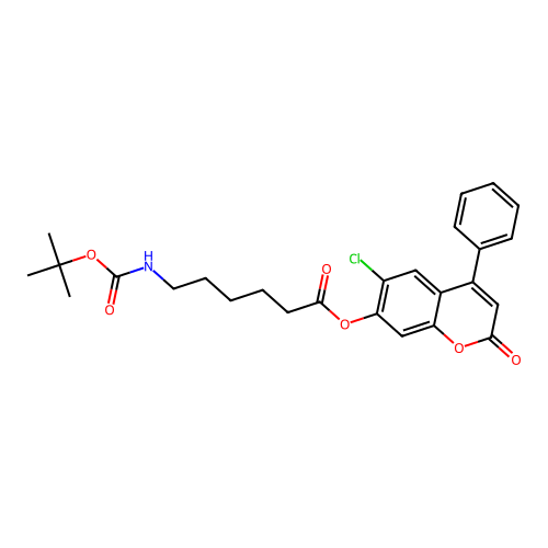 6-chloro-2-oxo-4-phenyl-2H-chromen-7-yl 6-((tert-butoxycarbonyl)amino)hexanoate structure