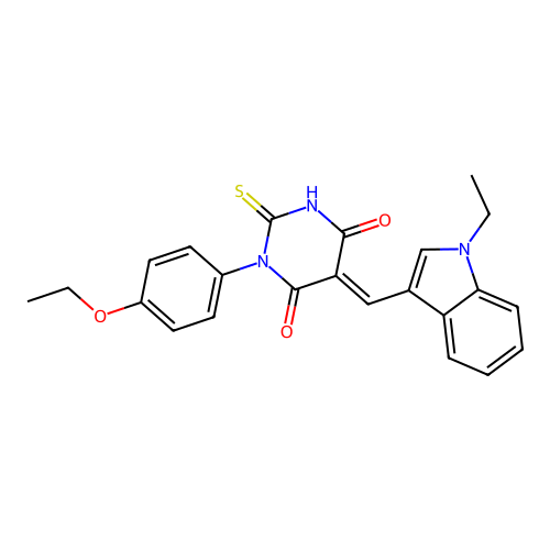 (5E)-1-(4-ethoxyphenyl)-5-[(1-ethyl-1H-indol-3-yl)methylidene]-2-sulfanylpyrimidine-4,6(1H,5H)-dione structure