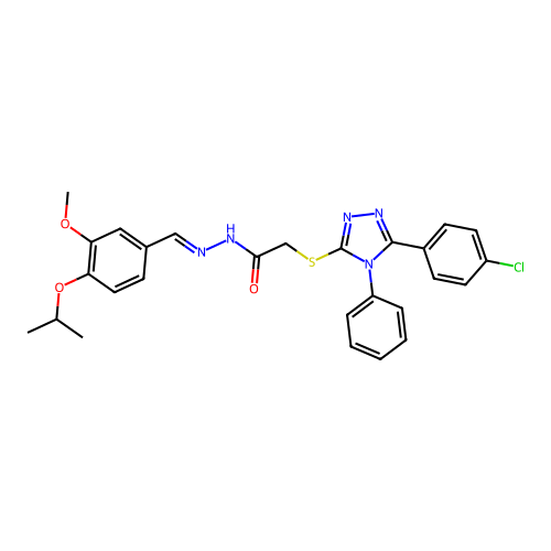 (E)-2-((5-(4-chlorophenyl)-4-phenyl-4H-1,2,4-triazol-3-yl)thio)-N'-(4-isopropoxy-3-methoxybenzylidene)acetohydrazide structure
