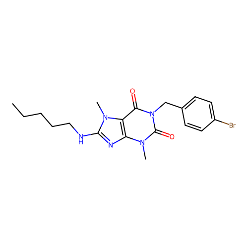 1-(4-bromobenzyl)-3,7-dimethyl-8-(pentylamino)-3,7-dihydro-1H-purine-2,6-dione structure