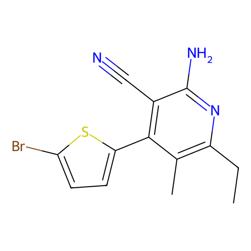 2-Amino-4-(5-bromothiophen-2-yl)-6-ethyl-5-methylpyridine-3-carbonitrile structure