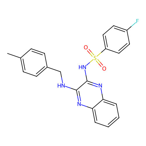 4-fluoro-N-(3-((4-methylbenzyl)amino)quinoxalin-2-yl)benzenesulfonamide structure