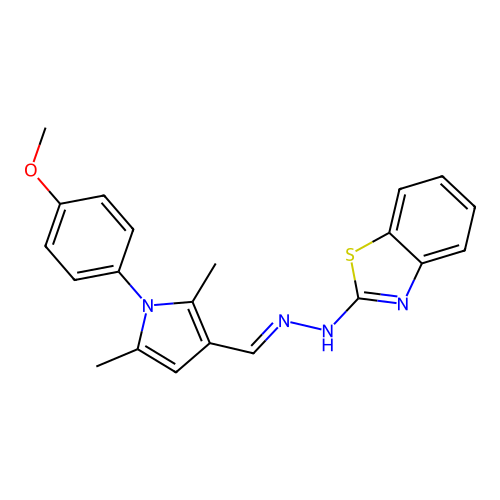 (2Z)-2-[(2E)-{[1-(4-methoxyphenyl)-2,5-dimethyl-1H-pyrrol-3-yl]methylidene}hydrazinylidene]-2,3-dihydro-1,3-benzothiazole structure