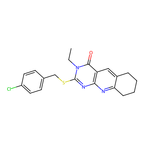 2-(4-Chloro-benzylsulfanyl)-3-ethyl-6,7,8,9-tetrahydro-3H-pyrimido[4,5-b]quinolin-4-one structure