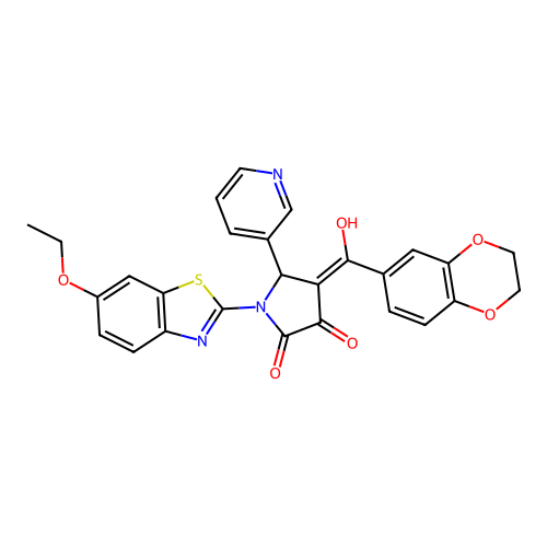 (4E)-4-[2,3-dihydro-1,4-benzodioxin-6-yl(hydroxy)methylidene]-1-(6-ethoxy-1,3-benzothiazol-2-yl)-5-(pyridin-3-yl)pyrrolidine-2,3-dione structure