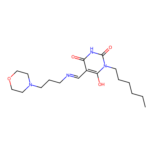 1-hexyl-5-[(3-morpholin-4-ylpropylamino)methylidene]-1,3-diazinane-2,4,6-trione structure