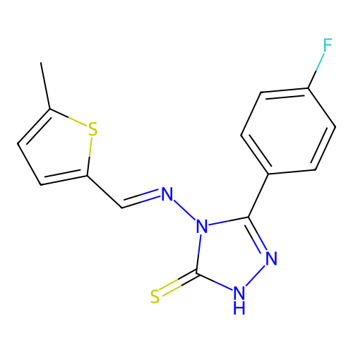 5-(4-F-PH)-4-(((5-Methyl-2-thienyl)methylene)amino)-4H-1,2,4-triazole-3-thiol structure